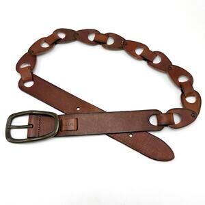 Rolfs Linked Leather Belt L 32-36 Brown Cut Outs Boho Western Equestrian Hippie